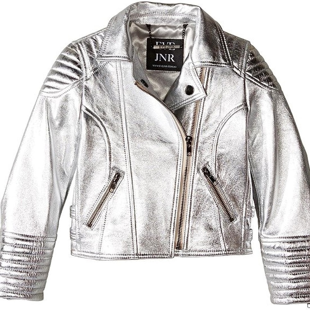 Eve Jnr leather jacket kids Silver